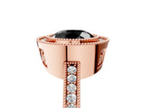 Rose gold Fancy Black Round Cut Cut Halo Pavé Diamond Ring_5
