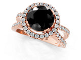 Rose gold Fancy Black Round Cut Cut Halo Split Shank Pave Set Ring_1