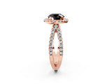 Rose gold Fancy Black Round Cut Cut Halo Split Shank Pave Set Ring_2