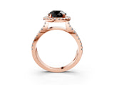 Rose gold Fancy Black Round Cut Cut Halo Split Shank Pave Set Ring_3