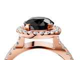 Rose gold Fancy Black Round Cut Cut Halo Split Shank Pave Set Ring_4