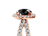 Rose gold Fancy Black Round Cut Cut Halo Split Shank Pave Set Ring_5