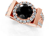 Rose gold Fancy Black Round Cut Cut Halo Split Shank Prong Set Ring_1