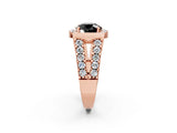 Rose gold Fancy Black Round Cut Cut Halo Split Shank Prong Set Ring_2
