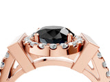 Rose gold Fancy Black Round Cut Cut Halo Split Shank Prong Set Ring_4