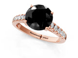 Rose gold Fancy Black Round Cut Cut Pavé Band Solitaire Ring with Four-Prong Setting_1