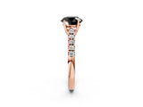 Rose gold Fancy Black Round Cut Cut Pavé Band Solitaire Ring with Four-Prong Setting_2