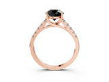 Rose gold Fancy Black Round Cut Cut Pavé Band Solitaire Ring with Four-Prong Setting_3