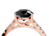 Rose gold Fancy Black Round Cut Cut Pavé Band Solitaire Ring with Four-Prong Setting_4