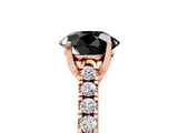 Rose gold Fancy Black Round Cut Cut Pavé Band Solitaire Ring with Four-Prong Setting_5