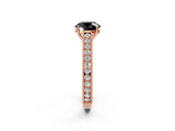 Rose gold Fancy Black Round Cut Cut Pave Band Milgrain Solitaire Ring_2
