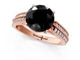 Rose gold Fancy Black Round Cut Cut Pave Split Shank Engagement Ring with Four-Prong Setting_1