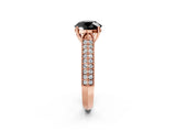 Rose gold Fancy Black Round Cut Cut Pave Split Shank Engagement Ring with Four-Prong Setting_2