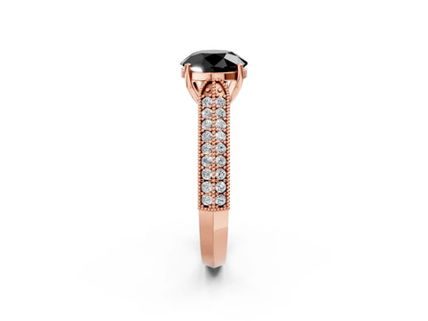 Rose gold Fancy Black Round Cut Cut Pave Split Shank Engagement Ring with Four-Prong Setting_2