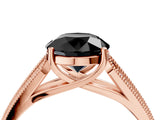 Rose gold Fancy Black Round Cut Cut Pave Split Shank Engagement Ring with Four-Prong Setting_4
