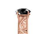 Rose gold Fancy Black Round Cut Cut Solitaire Engraved Band with Four-Prong Setting_5