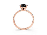 Rose gold Fancy Black Round Cut Diamond Brilliant Solitaire Ring with Pavé Band and Four-Prong Setting_15
