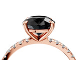 Rose gold Fancy Black Round Cut Diamond Brilliant Solitaire Ring with Pavé Band and Four-Prong Setting_16