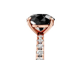 Rose gold Fancy Black Round Cut Diamond Brilliant Solitaire Ring with Pavé Band and Four-Prong Setting_17