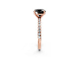Rose gold Fancy Black Round Cut Diamond Brilliant Solitaire Ring with Pavé Band and Four-Prong Setting_20