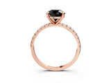 Rose gold Fancy Black Round Cut Diamond Brilliant Solitaire Ring with Pavé Band and Four-Prong Setting_21