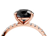 Rose gold Fancy Black Round Cut Diamond Brilliant Solitaire Ring with Pavé Band and Four-Prong Setting_22