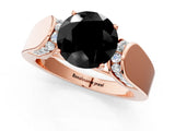 Rose gold Fancy Black Round Cut Diamond Channel Set Solitaire Ring with Four-Prong Setting_13