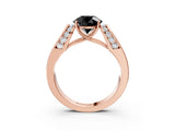 Rose gold Fancy Black Round Cut Diamond Channel Set Solitaire Ring with Four-Prong Setting_15