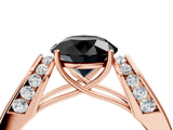 Rose gold Fancy Black Round Cut Diamond Channel Set Solitaire Ring with Four-Prong Setting_16