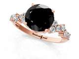 Rose gold Fancy Black Round Cut Diamond Cluster Pavé Band with Four-Prong Setting_13