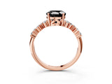Rose gold Fancy Black Round Cut Diamond Cluster Pavé Band with Four-Prong Setting_15