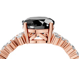 Rose gold Fancy Black Round Cut Diamond Cluster Pavé Band with Four-Prong Setting_16