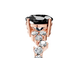Rose gold Fancy Black Round Cut Diamond Cluster Pavé Band with Four-Prong Setting_17
