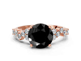 Rose gold Fancy Black Round Cut Diamond Cluster Pavé Band with Four-Prong Setting_3