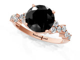 Rose gold Fancy Black Round Cut Diamond Cluster Pavé Band with Four-Prong Setting_4