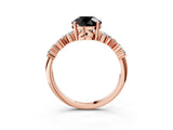 Rose gold Fancy Black Round Cut Diamond Cluster Pavé Band with Four-Prong Setting_6