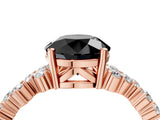 Rose gold Fancy Black Round Cut Diamond Cluster Pavé Band with Four-Prong Setting_7