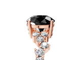 Rose gold Fancy Black Round Cut Diamond Cluster Pavé Band with Four-Prong Setting_8