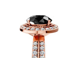 Rose gold Fancy Black Round Cut Diamond Double Halo Ring with Split Shank and Four-Prong Setting_5