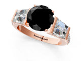 Rose gold Fancy Black Round Cut Diamond Engagement Ring with Baguette Side Stones and Channel Set Band_13