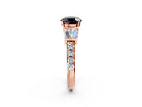 Rose gold Fancy Black Round Cut Diamond Engagement Ring with Baguette Side Stones and Channel Set Band_14