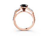 Rose gold Fancy Black Round Cut Diamond Engagement Ring with Baguette Side Stones and Channel Set Band_15