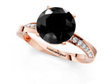 Rose gold Fancy Black Round Cut Diamond Engagement Ring with Side Stone Accents and Four-Prong Setting_13