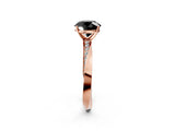 Rose gold Fancy Black Round Cut Diamond Engagement Ring with Side Stone Accents and Four-Prong Setting_14