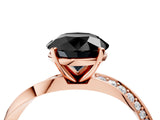 Rose gold Fancy Black Round Cut Diamond Engagement Ring with Side Stone Accents and Four-Prong Setting_16