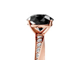 Rose gold Fancy Black Round Cut Diamond Engagement Ring with Side Stone Accents and Four-Prong Setting_17
