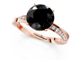 Rose gold Fancy Black Round Cut Diamond Engagement Ring with Side Stone Accents and Four-Prong Setting_61