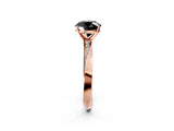 Rose gold Fancy Black Round Cut Diamond Engagement Ring with Side Stone Accents and Four-Prong Setting_62