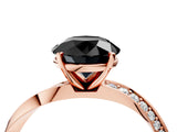 Rose gold Fancy Black Round Cut Diamond Engagement Ring with Side Stone Accents and Four-Prong Setting_64