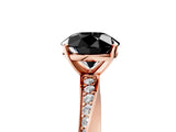Rose gold Fancy Black Round Cut Diamond Engagement Ring with Side Stone Accents and Four-Prong Setting_65